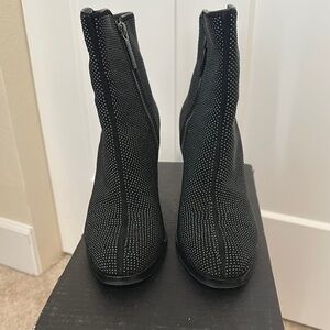 Donald J. Pliner Black Ankle Boots with Knit Upper